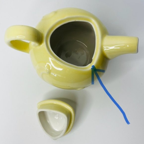 Vintage Coorsite  TeaPot Lid # 902 Pale Yellow 16oz. Glaze Art Deco Shape Swirls - Picture 6 of 13